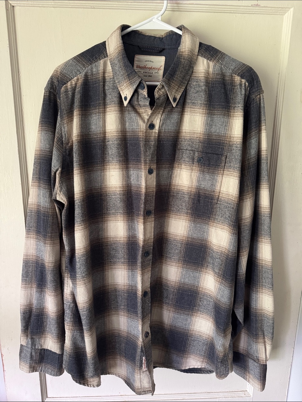 Weatherproof Vintage Men's Plaid Button-Down Shirt - Blue & Cream